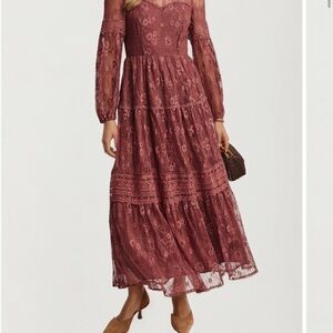 Nordstrom Long Sleeve Lace Dress in Burgundy